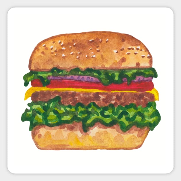 Watercolor tasty burger Magnet by deadblackpony